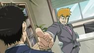 Reigen acting as a mentor to Serizawa in Mob Psycho 100 III (Image via Bones)